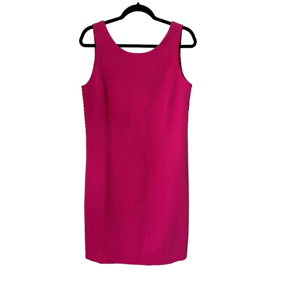Pappagallo Dress Size 8 Pink White Embroidered Lace Side Trim Sleeveless Sheath‎